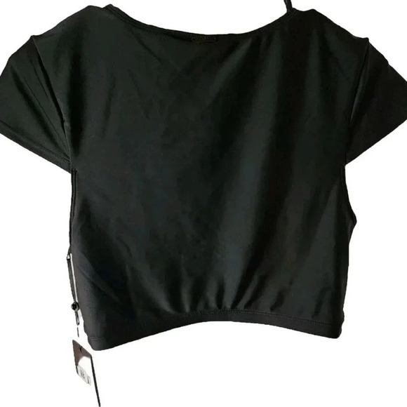 DKNY SWIM Gym Womens Cropped Beach Bikini (and Play) Top Black Size Medium NWT - Picture 5 of 12